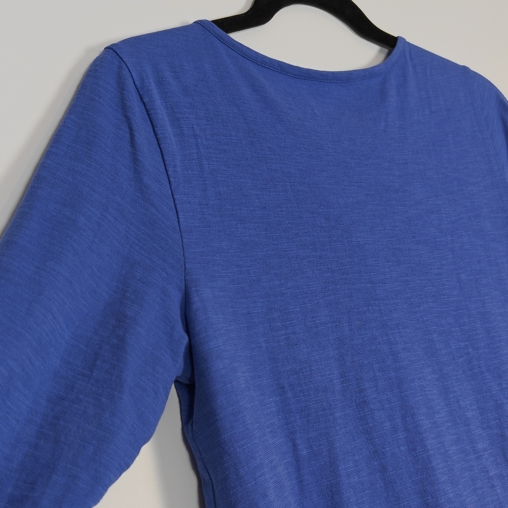 LILLY PULITZER Blue Embroidered Tassel 3/4 Sleeve V-Neck Top Size Medium - Picture 13 of 15
